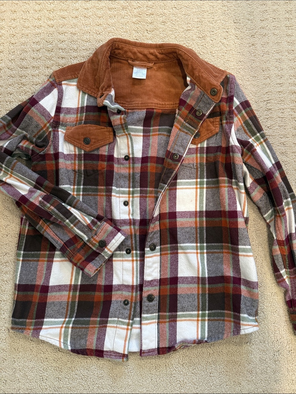 Boys Plaid Flannel Cotton Shirt Jacket in Size 10